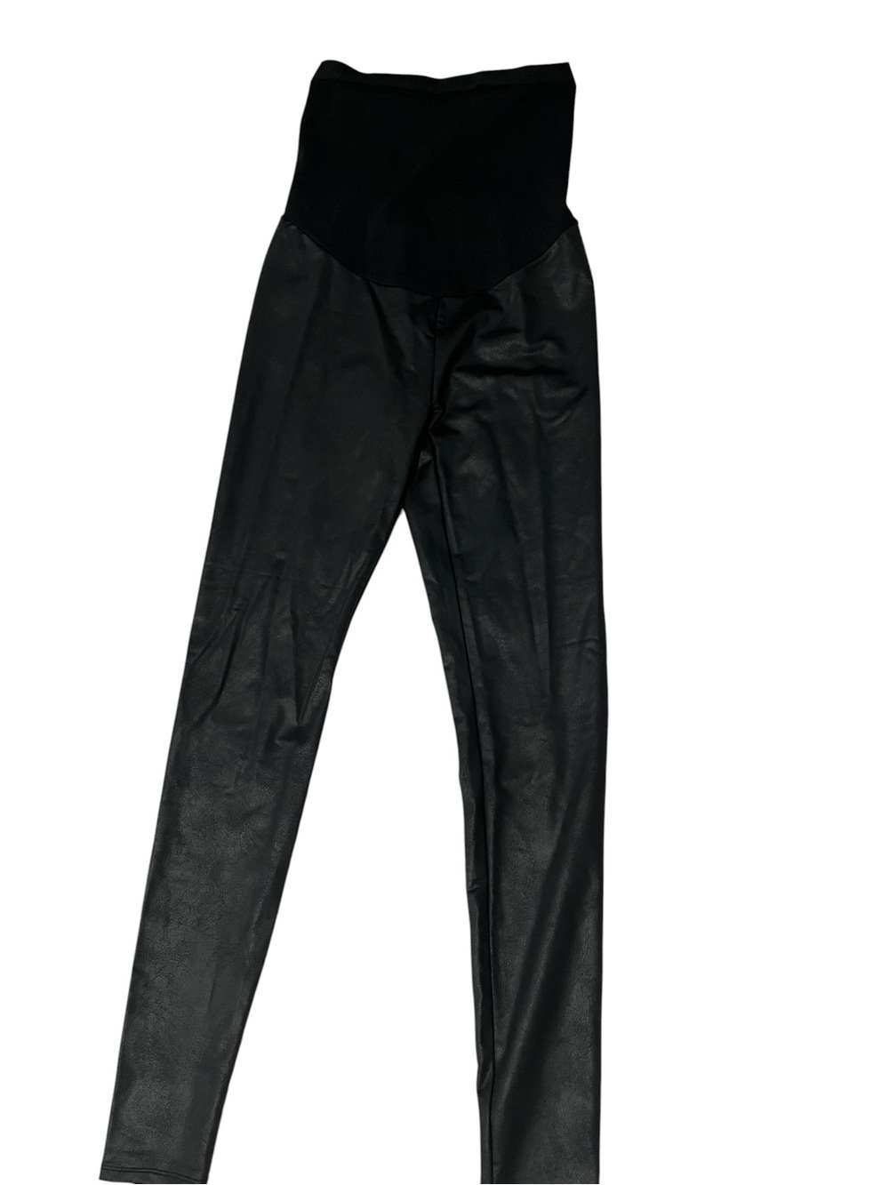 Kohl's Black Faux Leather Maternity Leggings with High Waist Panel